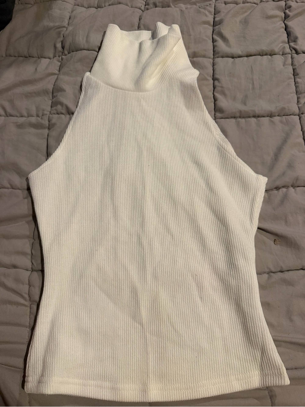 SHEIN White Ribbed Sleeveless Mock-Neck Tank